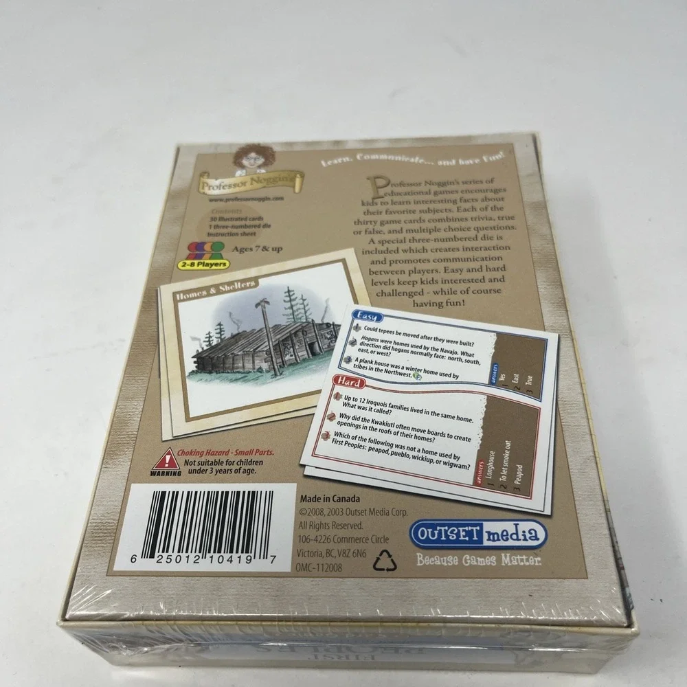 First Peoples Of North America Card Game Trivia Professor Noggin's, NEW, SEALED